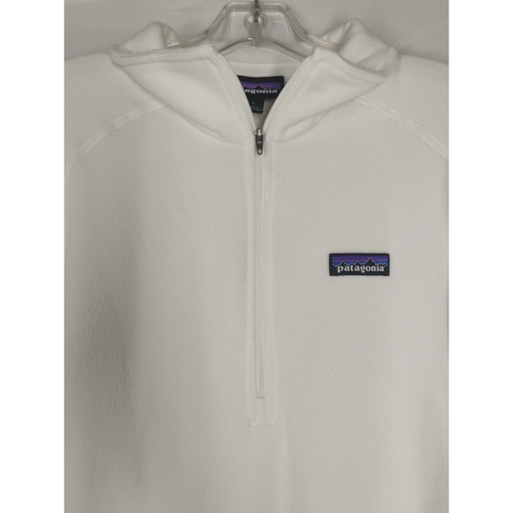 Patagonia Worn Wear Women's LARGE Pull Over 1/4 Zip White Fleece Jacket Shirt - Picture 8 of 16